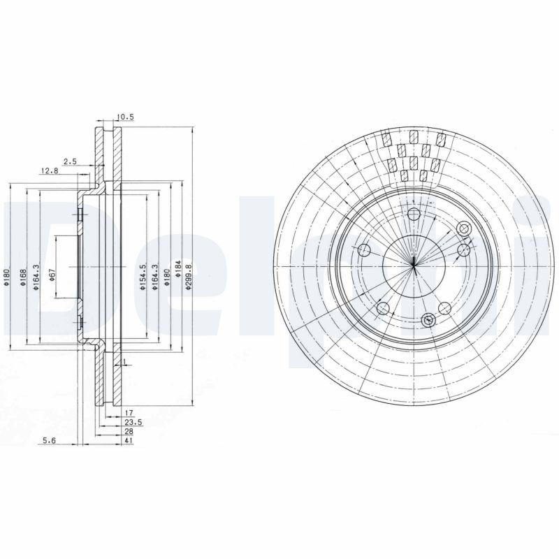 DELPHI Bremseskive bg3396 300mm 28mm for MERCEDES-BENZ CHRYSLER
