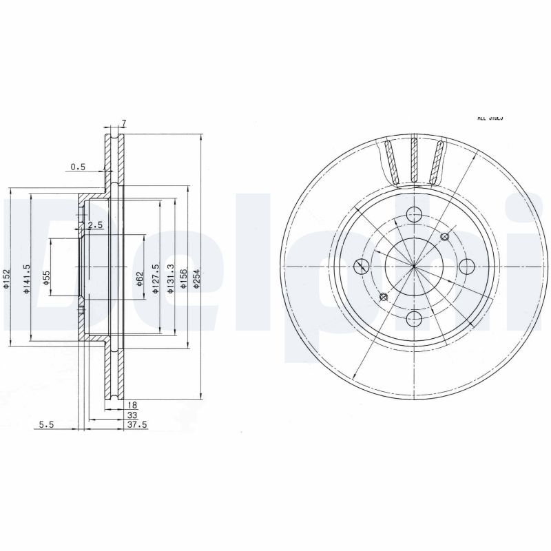 DELPHI Bremseskive bg3414 254mm 18mm for TOYOTA