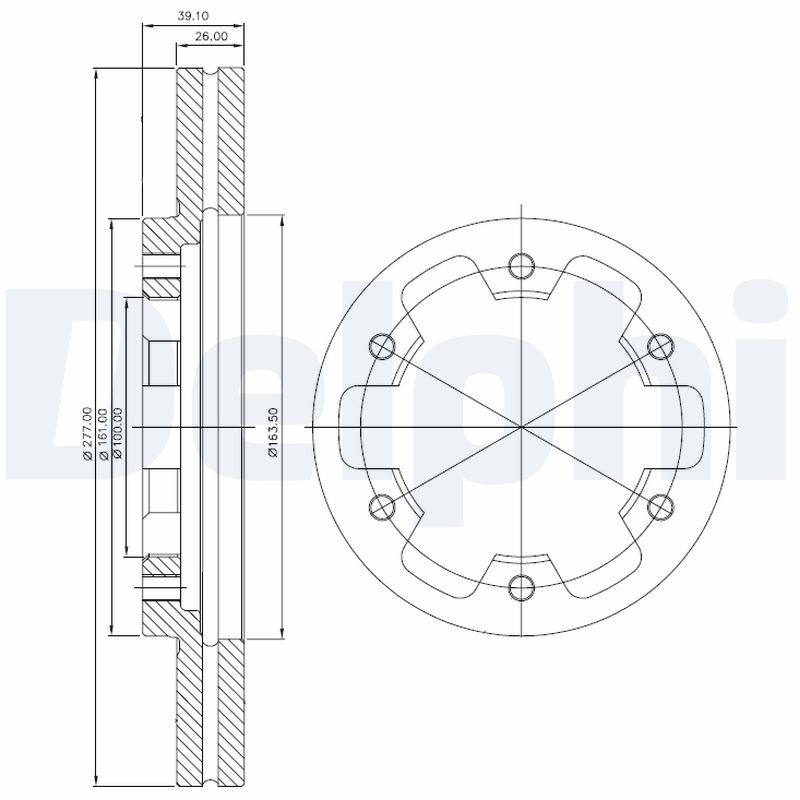 DELPHI Bremseskive bg3422 277mm 26mm for FORD NISSAN