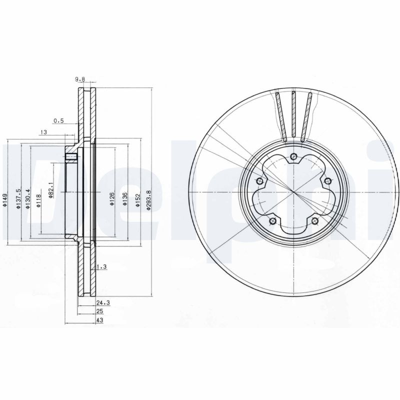 DELPHI Bremseskive bg3504 294mm 24mm for FORD