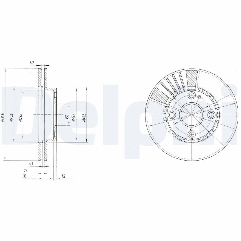 DELPHI Bremseskive bg3508 235mm 22mm for MAZDA