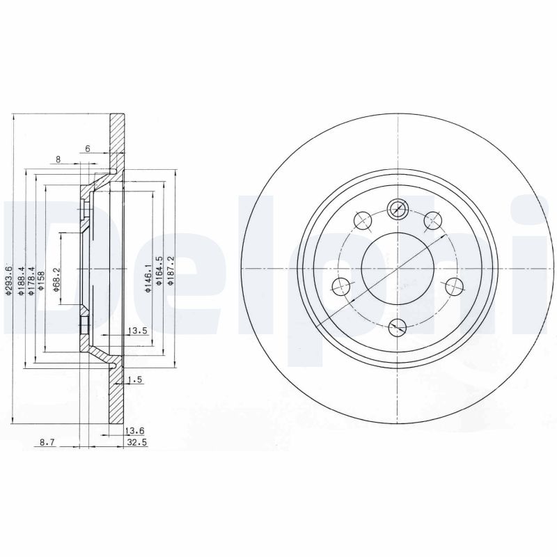 DELPHI Bremseskive bg3518 294mm 14mm for FORD VW