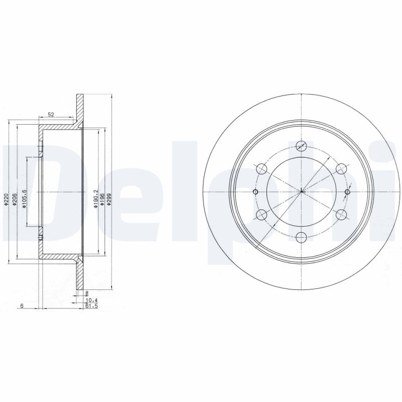 DELPHI Bremseskive bg3522 299mm 10mm for DAEWOO SSANGYONG