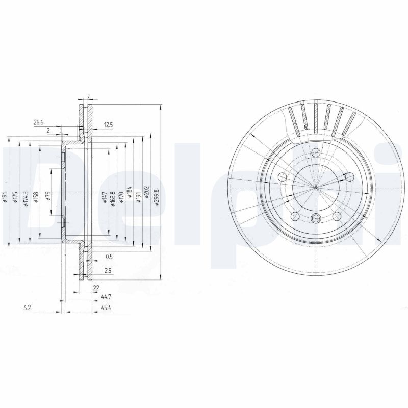 DELPHI Bremseskive bg3527c 300mm 22mm for BMW