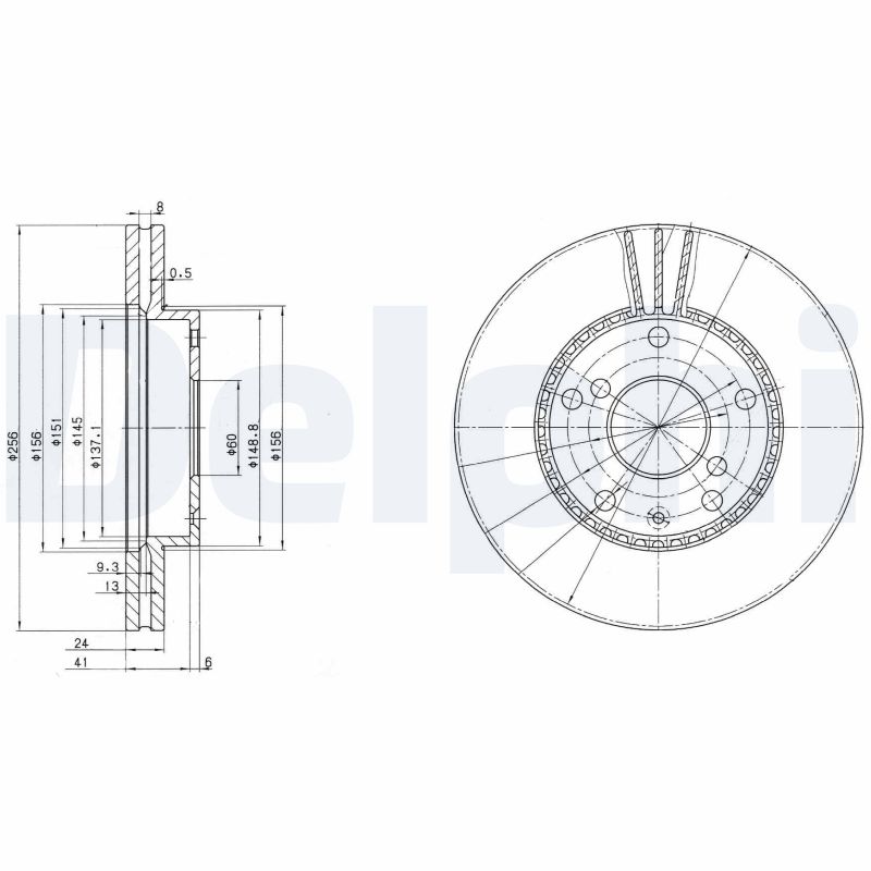 DELPHI Bremseskive bg3531 256mm 24mm for DAEWOO