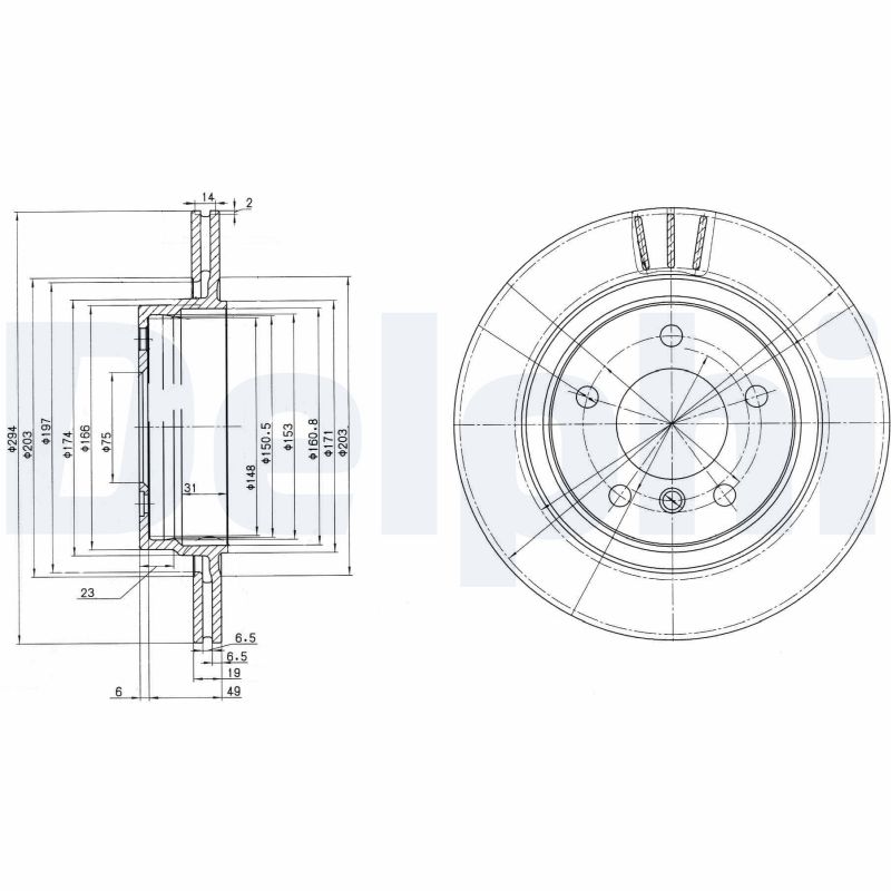 DELPHI Bremseskive bg3530c 294mm 19mm for BMW