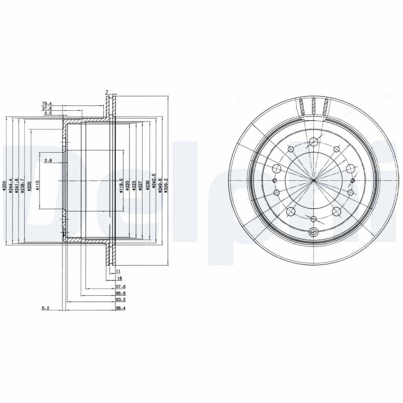 DELPHI Bremseskive bg3534 330mm 18mm for LEXUS