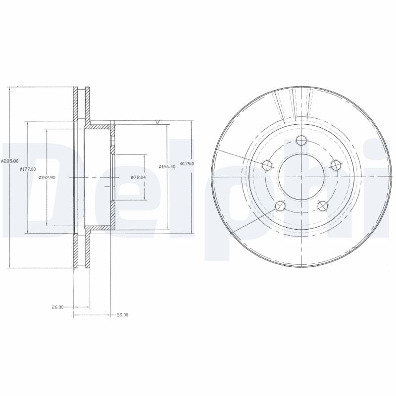 DELPHI Bremseskive bg3546 286mm 26mm for FORD FORD USA