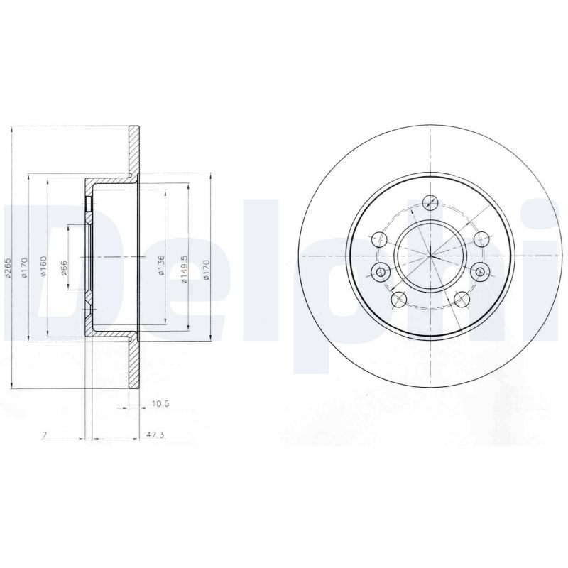 DELPHI Bremseskive bg3552 265mm 10mm for RENAULT