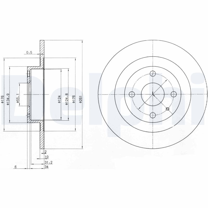 DELPHI Bremseskive bg3556 260mm 10mm for MAZDA