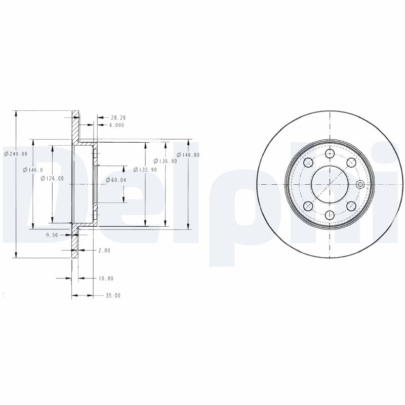DELPHI Bremseskive bg3567 240mm 11mm for OPEL VAUXHALL