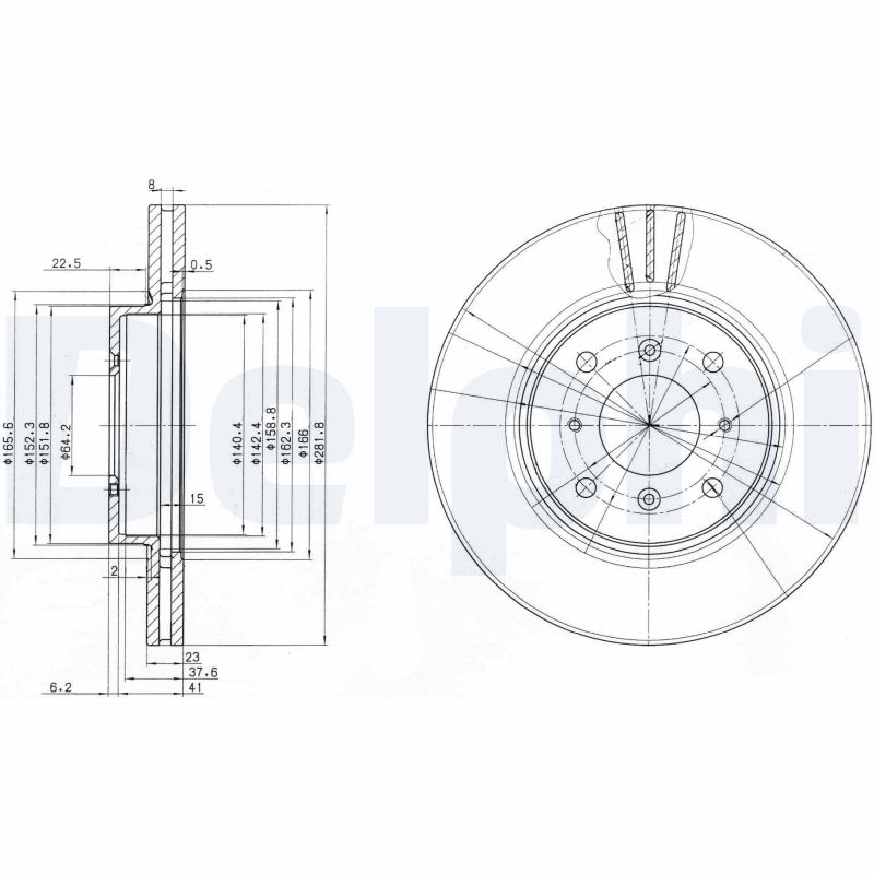 DELPHI Bremseskive bg3589 282mm 23mm for HONDA