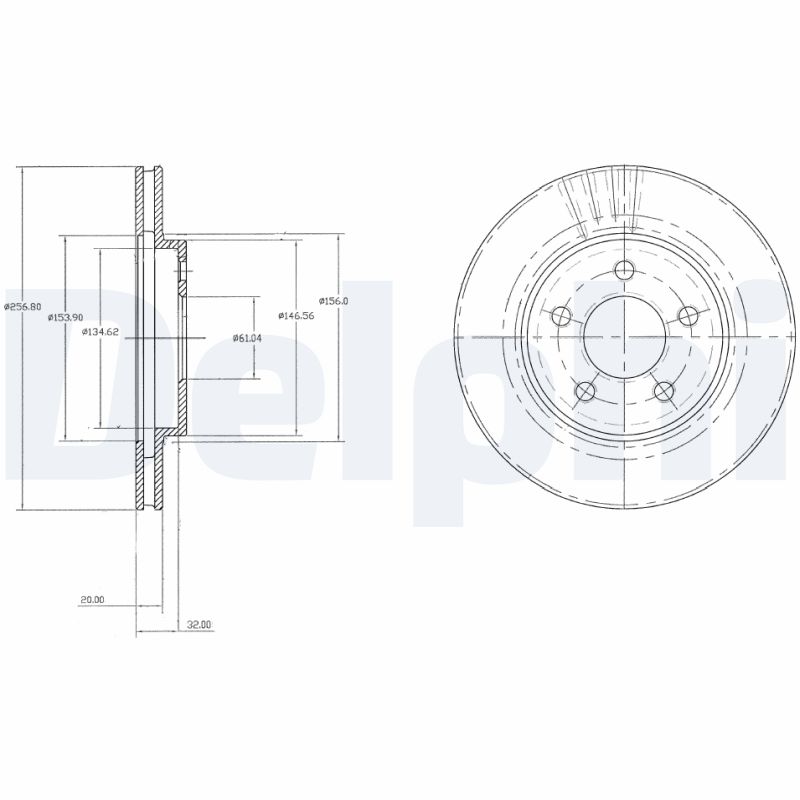 DELPHI Bremseskive bg3594 257mm 20mm for PLYMOUTH