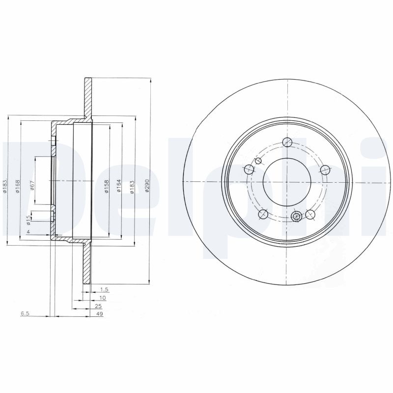 DELPHI Bremseskive bg3601 290mm 10mm for MERCEDES-BENZ