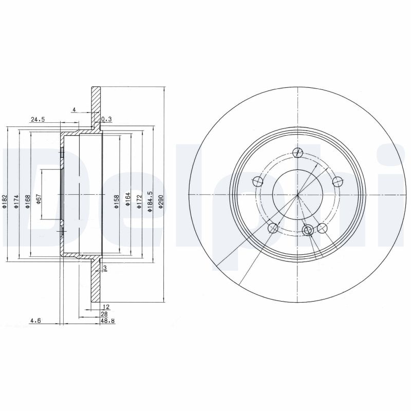 DELPHI Bremseskive bg3602 290mm 12mm for MERCEDES-BENZ