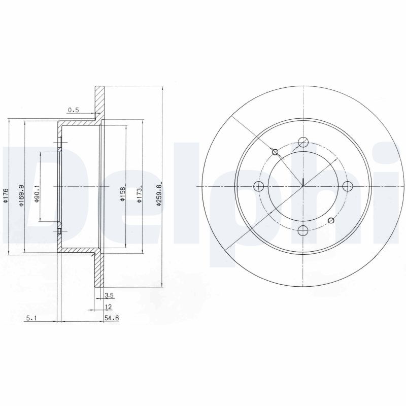 DELPHI Bremseskive bg3609 260mm 12mm for HYUNDAI
