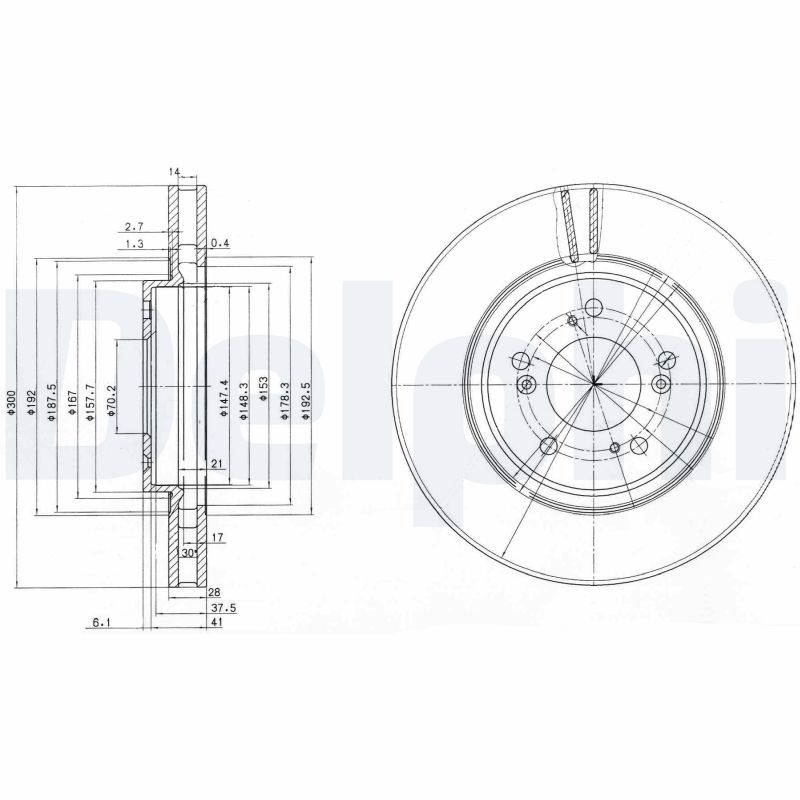 DELPHI Bremseskive bg3678 300mm 28mm for ACURA