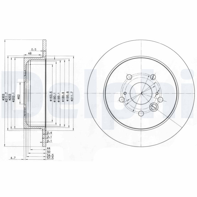 DELPHI Bremseskive bg3691 302mm 9mm for TOYOTA CHERY