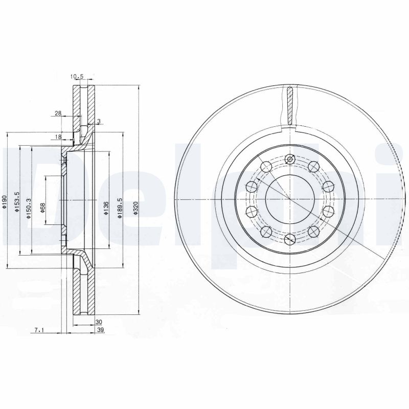 DELPHI Bremseskive bg3714 320mm 30mm for AUDI VW AUDI (FAW)