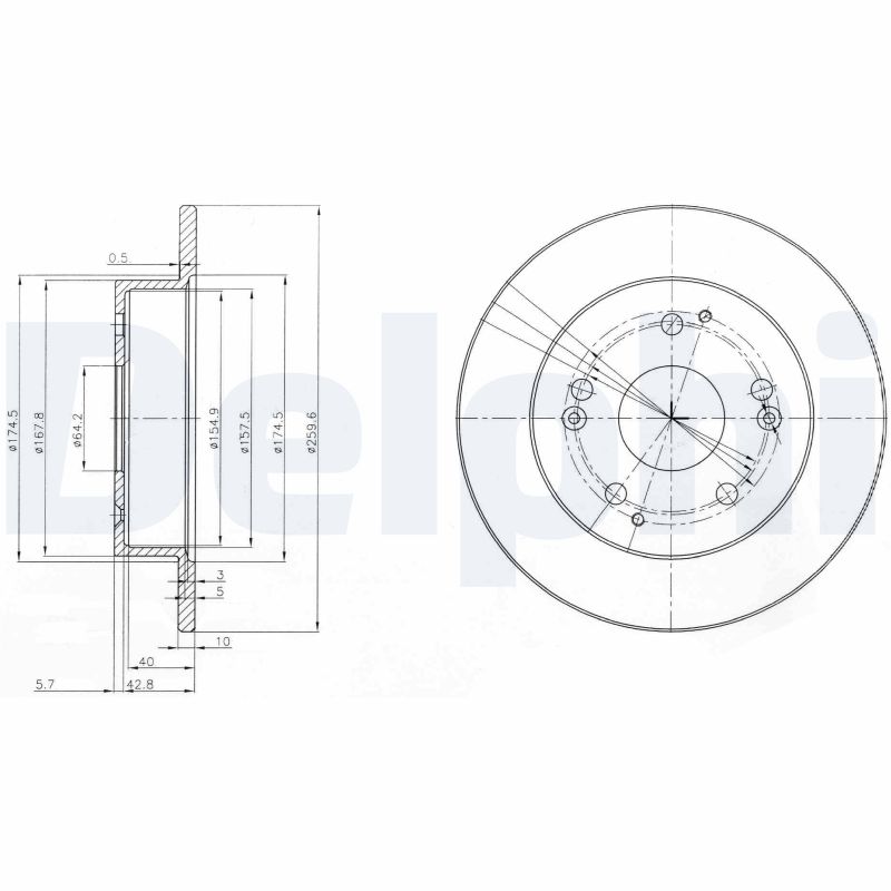 DELPHI Bremseskive bg3746 260mm 10mm for HONDA