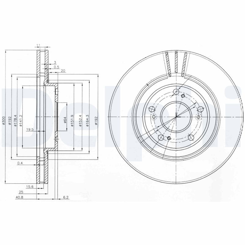 DELPHI Bremseskive bg3747 300mm 25mm for HONDA (DONGFENG) HONDA