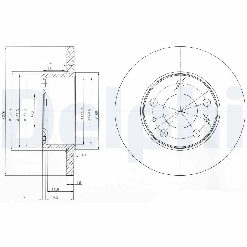 DELPHI Bremseskive bg3751 276mm 16mm for IVECO