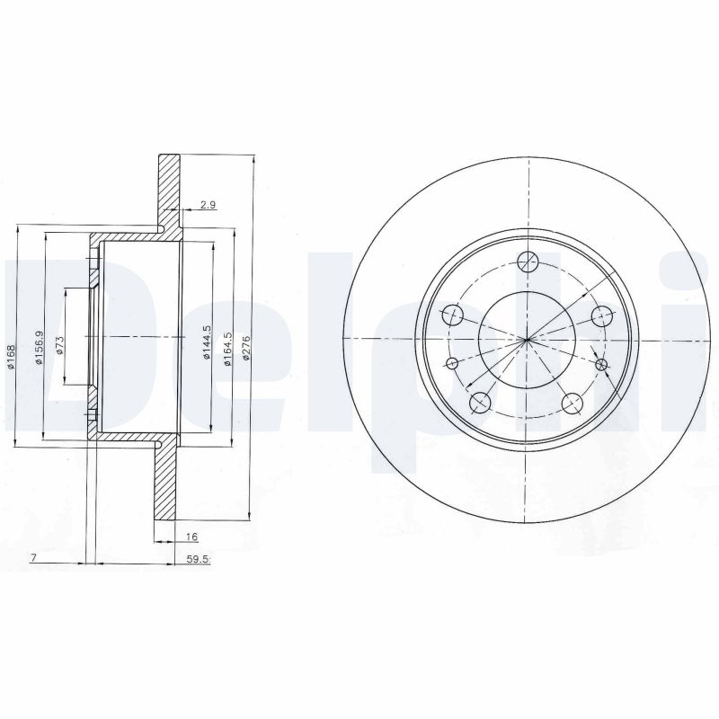 DELPHI Bremseskive bg3753 276mm 16mm for IVECO