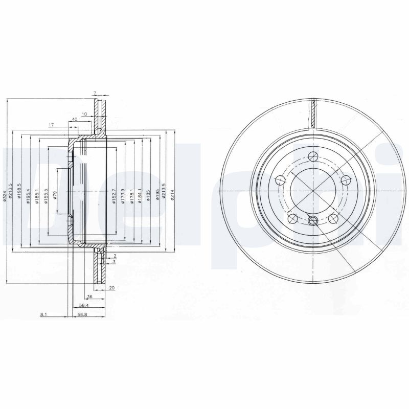 DELPHI Bremseskive bg3787 324mm 20mm for BMW