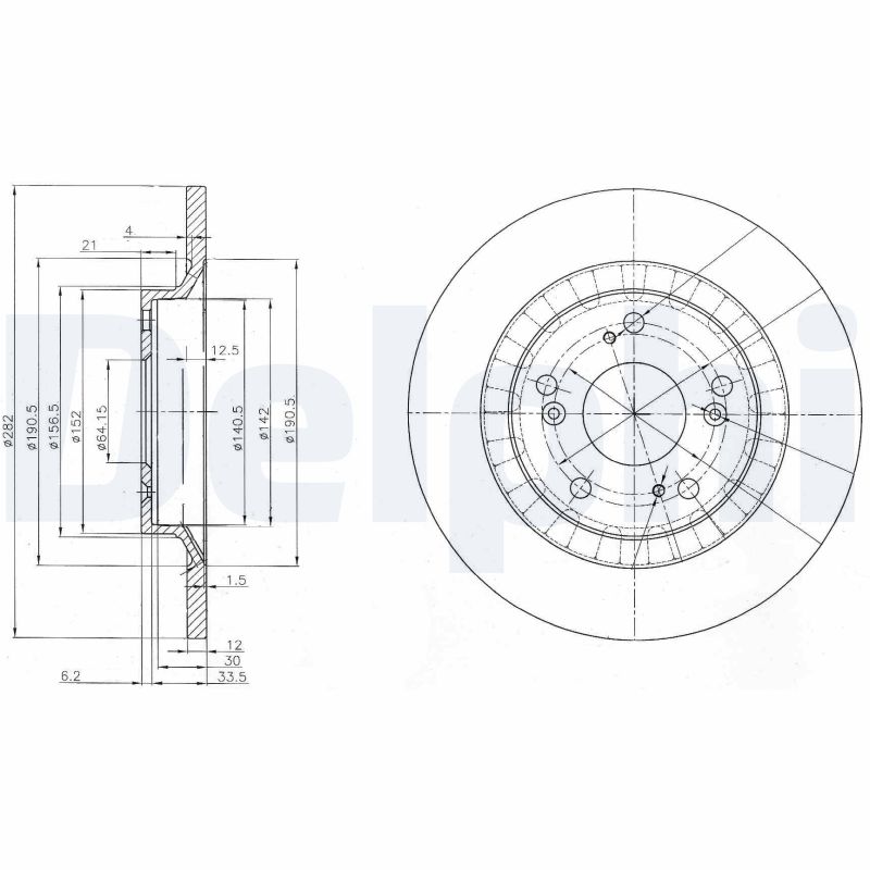 DELPHI Bremseskive bg3795 282mm 12mm for HONDA