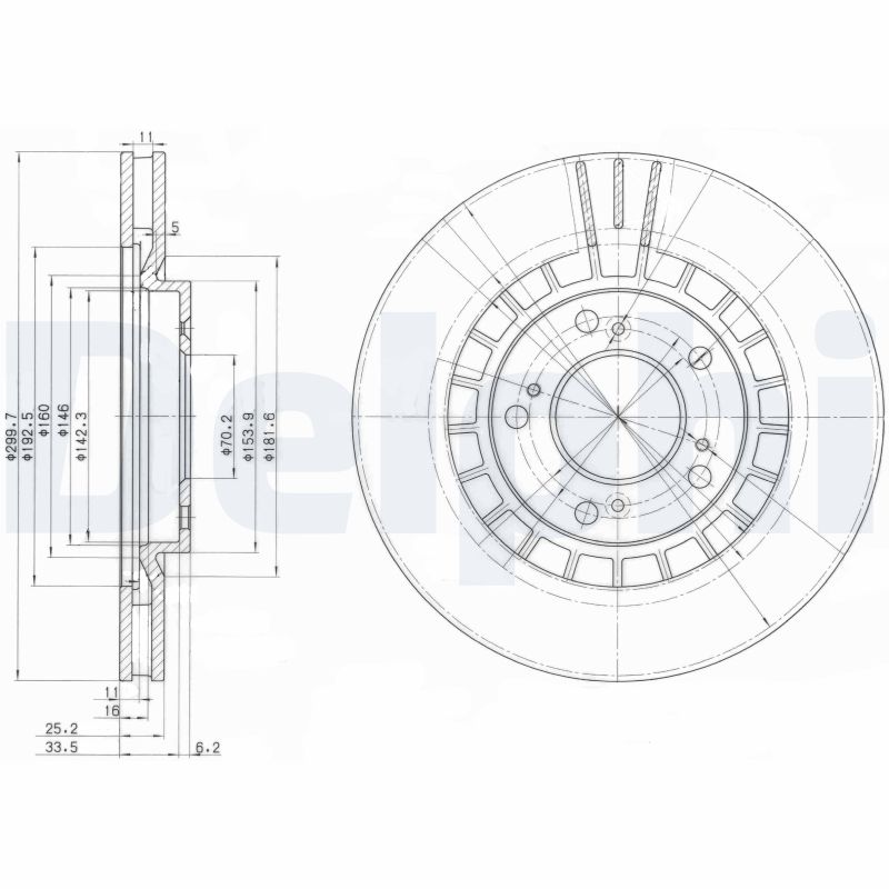 DELPHI Bremseskive bg3796 300mm 25mm for HONDA