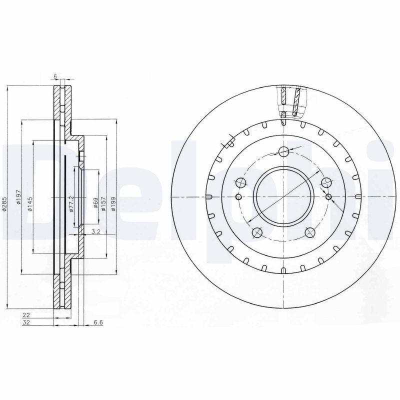 DELPHI Bremseskive bg3814 286mm 22mm for CHANGFENG