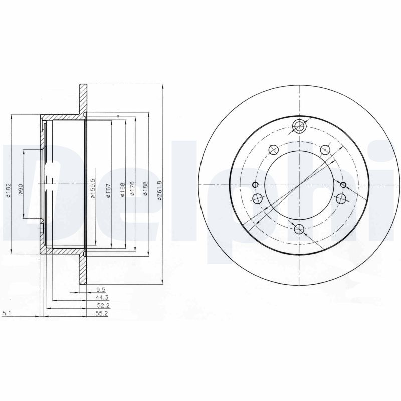 DELPHI Bremseskive bg3815 262mm 10mm for MITSUBISHI