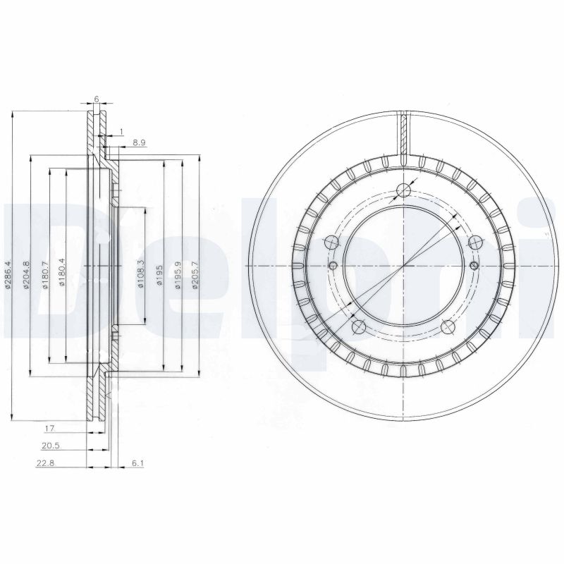 DELPHI Bremseskive bg3820 287mm 17mm for SUZUKI