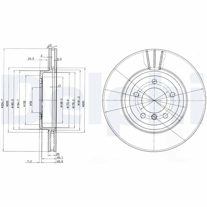 DELPHI Bremseskive bg3830 325mm 25mm for BMW