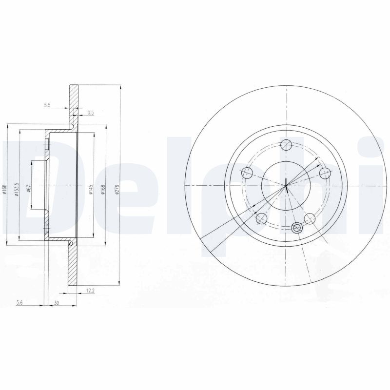 DELPHI Bremseskive bg3840 276mm 12mm for MERCEDES-BENZ