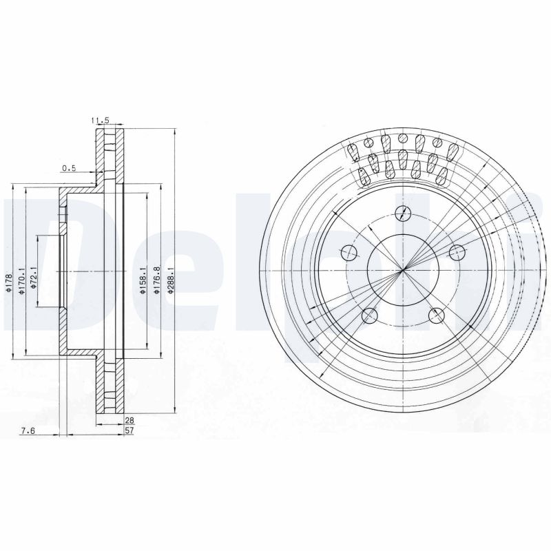 DELPHI Bremseskive bg3846 288mm 28mm for JEEP