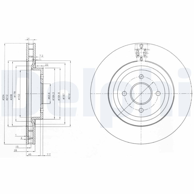 DELPHI Bremseskive bg3852 324mm 28mm for FORD