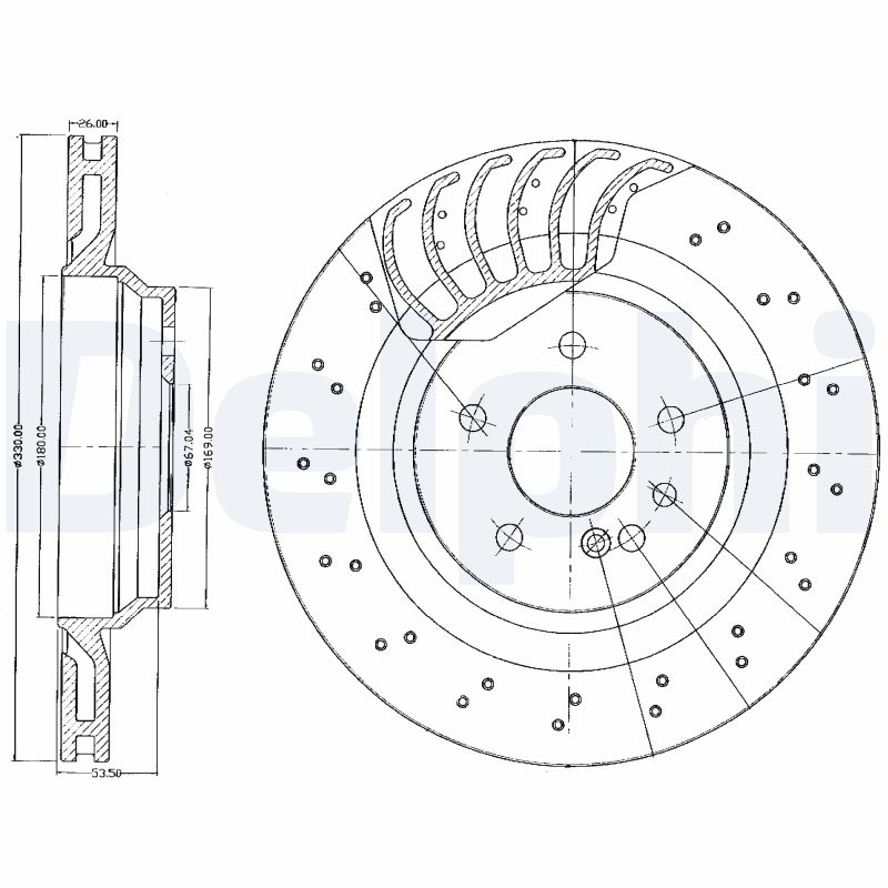 DELPHI Bremseskive bg3880 perforeret 330mm 26mm for MERCEDES-BENZ BEIJING BENZ (BBDC)