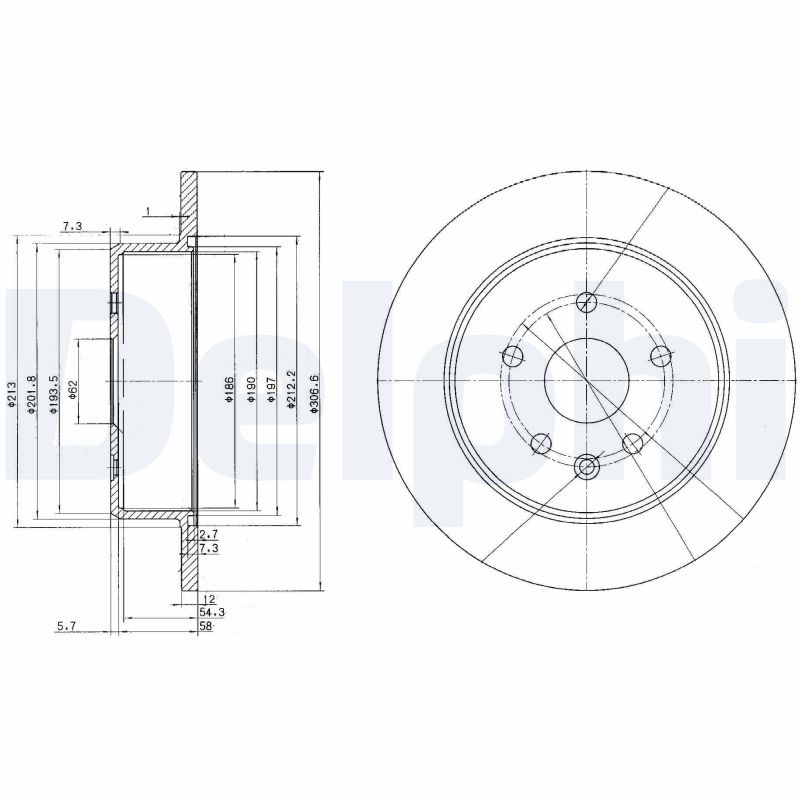 DELPHI Bremseskive bg3907 307mm 12mm for LEXUS