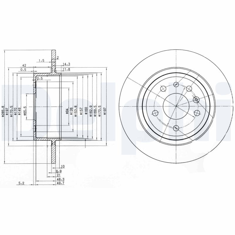 DELPHI Bremseskive bg3908c 286mm 10mm for SAAB BAIC