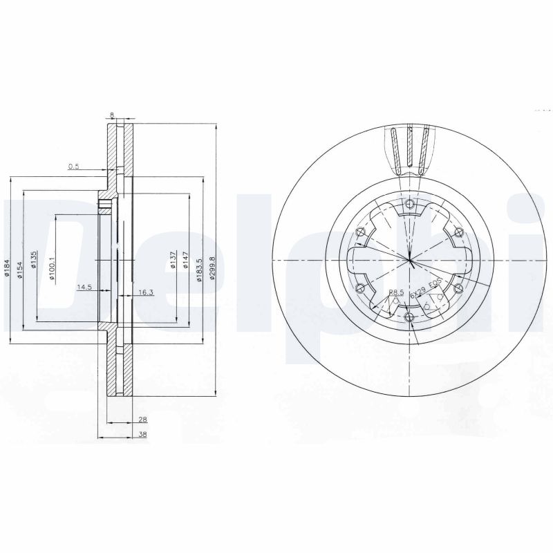 DELPHI Bremseskive bg3972 300mm 28mm for INFINITI