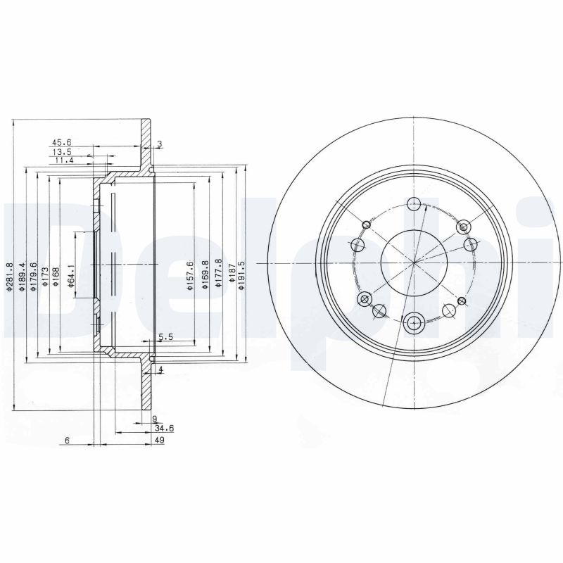 DELPHI Bremseskive bg3979 282mm 9mm for HONDA