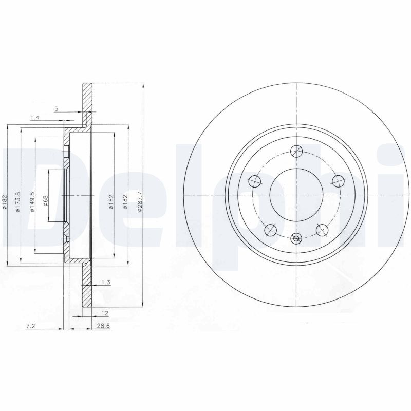 DELPHI Bremseskive bg3996 288mm 12mm for SEAT