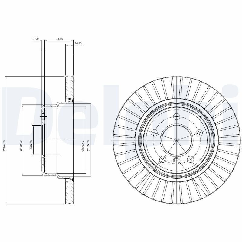 DELPHI Bremseskive bg3999 324mm 20mm for BMW