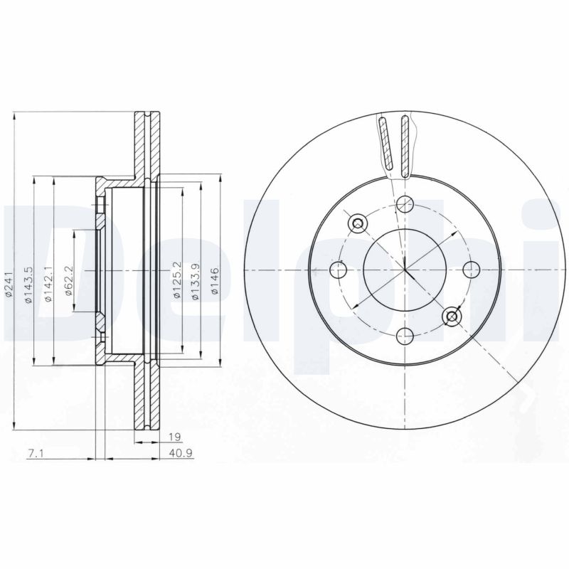 DELPHI Bremseskive bg4009 241mm 19mm for HYUNDAI