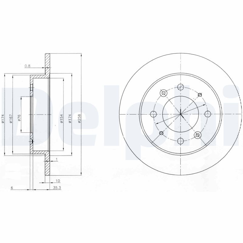 DELPHI Bremseskive bg4017 258mm 10mm for KIA (DYK)