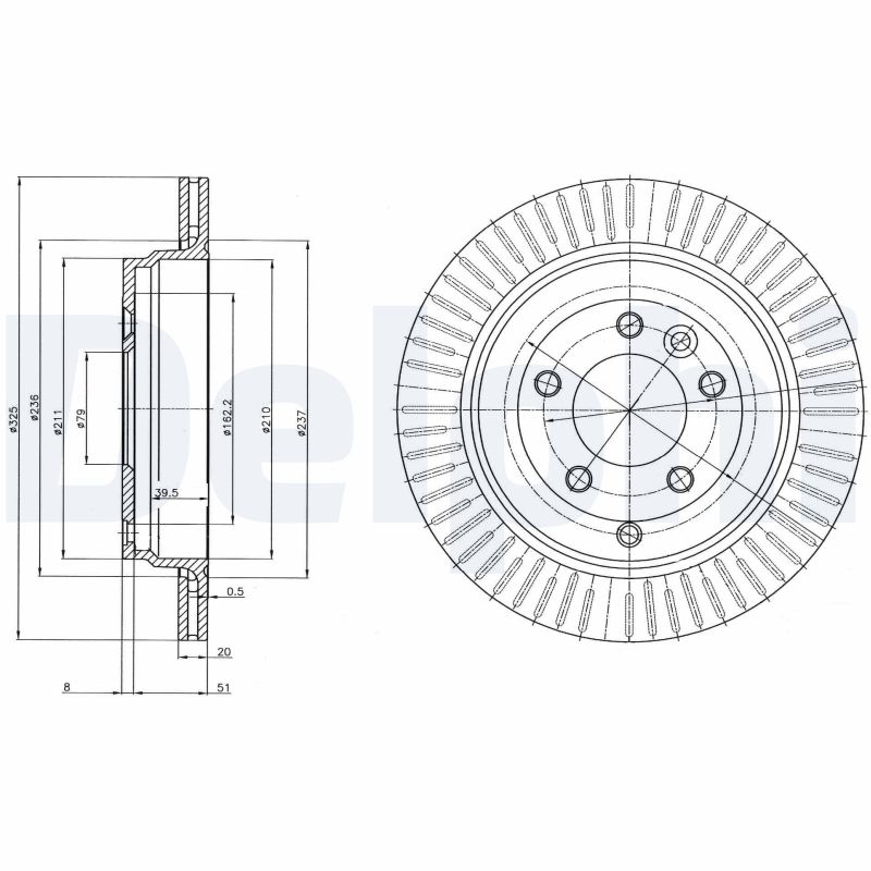 DELPHI Bremseskive bg4020c 325mm 20mm for LAND ROVER