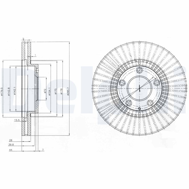 DELPHI Bremseskive bg4027 296mm 28mm for MAZDA