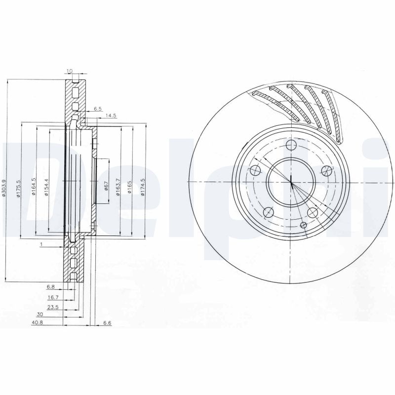 DELPHI Bremseskive bg4029 303mm 30mm for MERCEDES-BENZ
