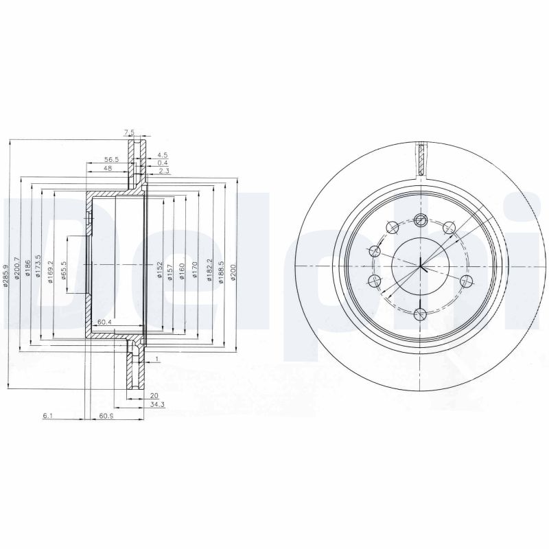 DELPHI Bremseskive bg4043 286mm 20mm for OPEL VAUXHALL